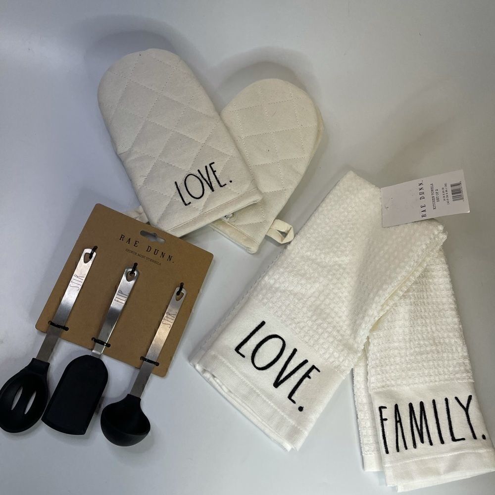 Rae dunn oven MINI mitts MINI utensils towels